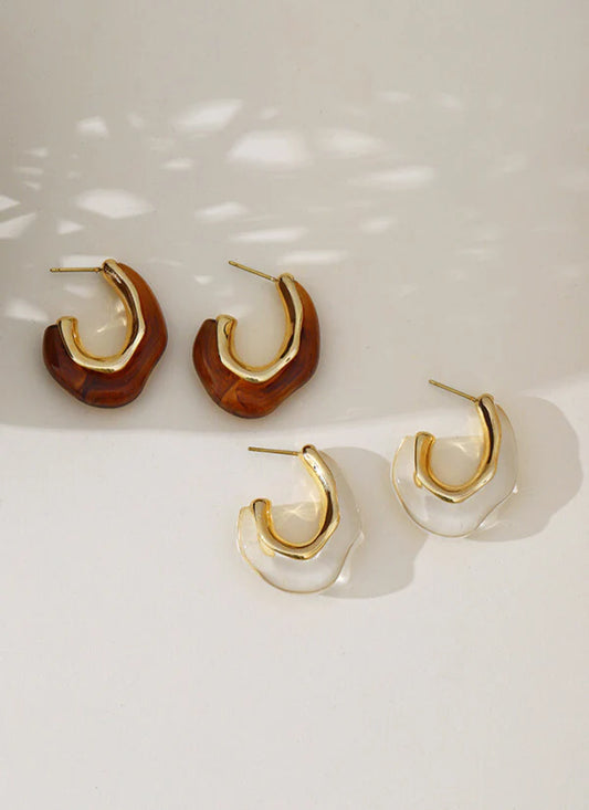 Boucles d’oreilles résine et plaqué or