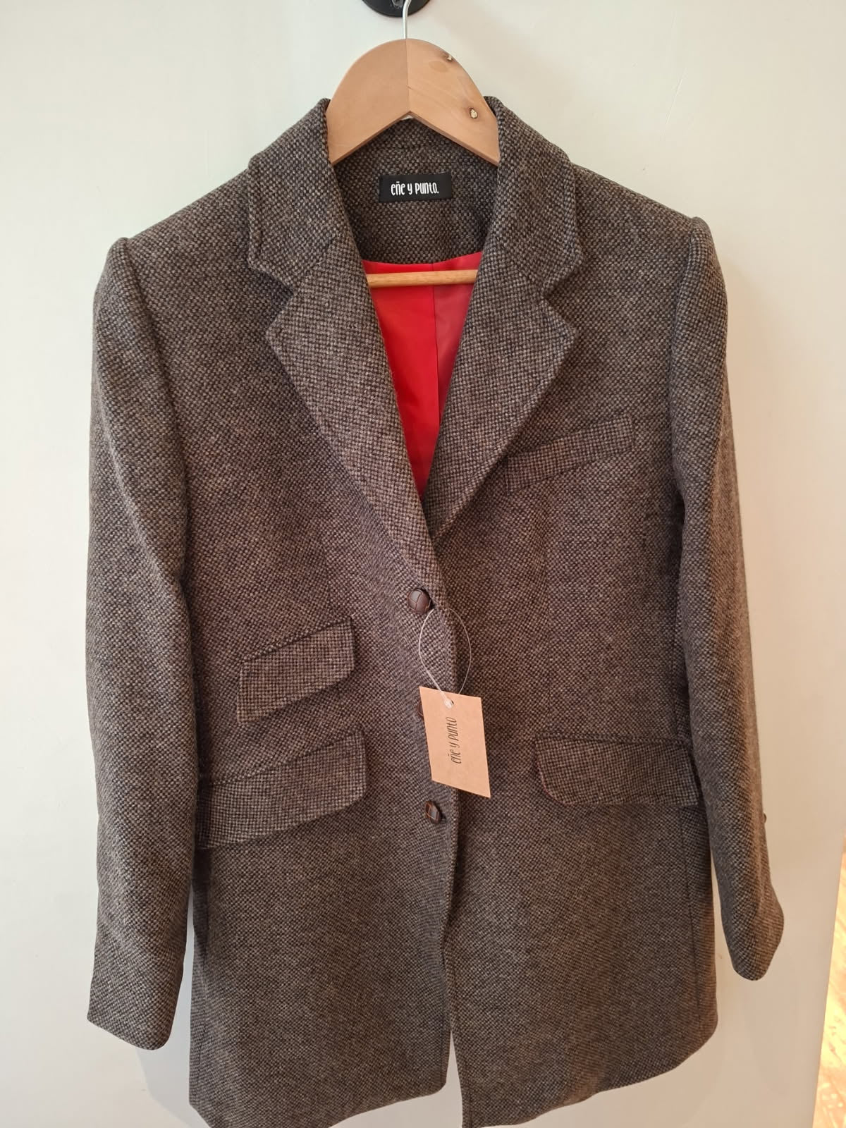 Redingote tweed gris laine 100