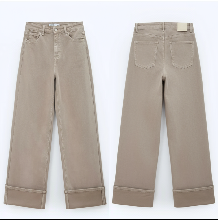 Jean beige wide revers Lauli