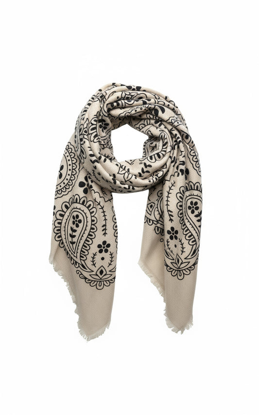 Carre Étole laine motif cachemire coloris divers