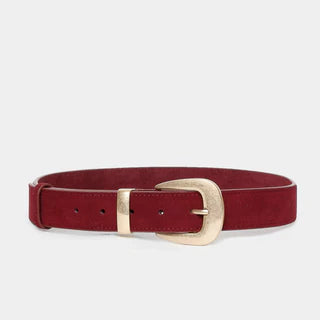 Ceinture daim boucle arrondie noir taupe ou bordeaux