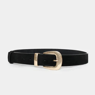Ceinture daim boucle arrondie noir taupe ou bordeaux