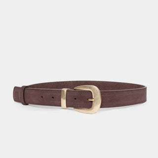 Ceinture daim boucle arrondie noir taupe ou bordeaux