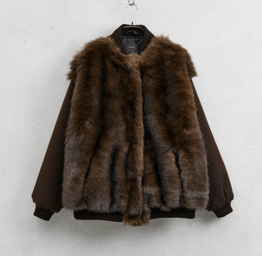 Blouson teddy et fourrure Kaki Brown ou Black