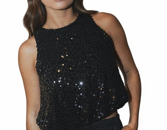 Débardeur à sequins noirs