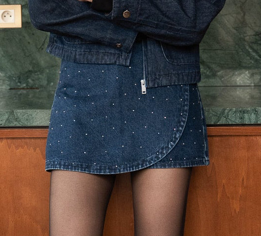 Jupe ou short jean black ou denim strass Ora