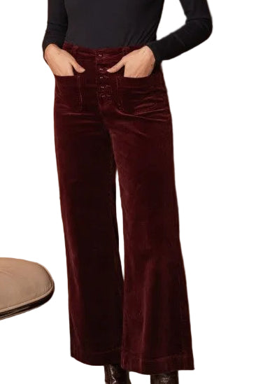 Pantalon velours ankle poches plaquées