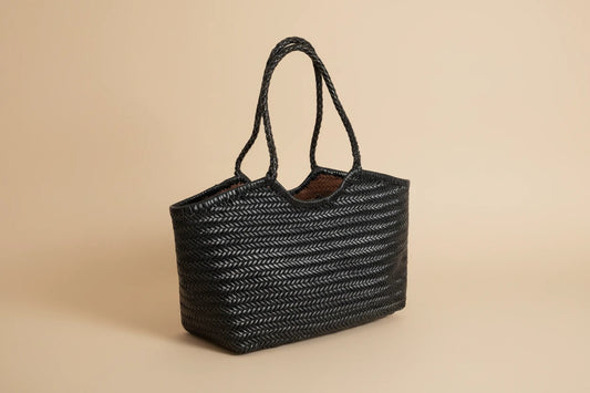 Sac cuir tressé porté épaule large Zad