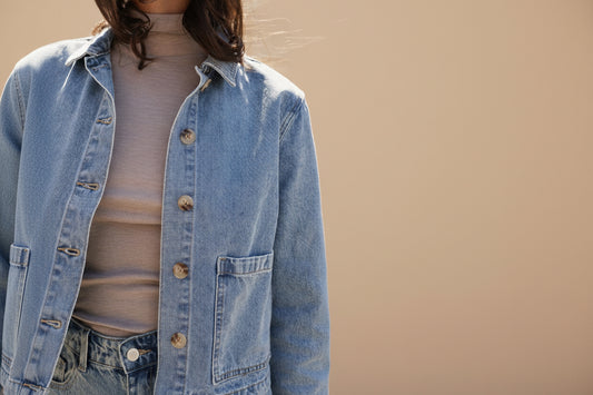 Veste jean light blue poches plaquées