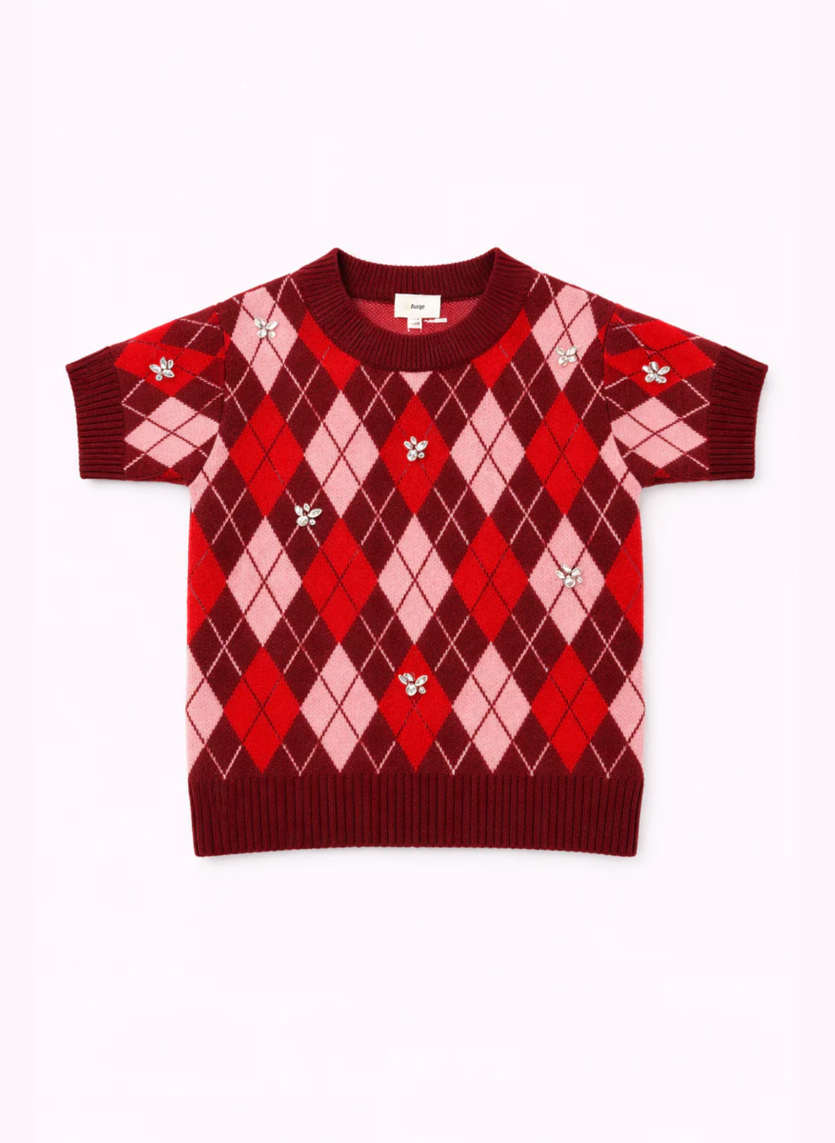 Pull motif argyle et strass coloris divers Ange
