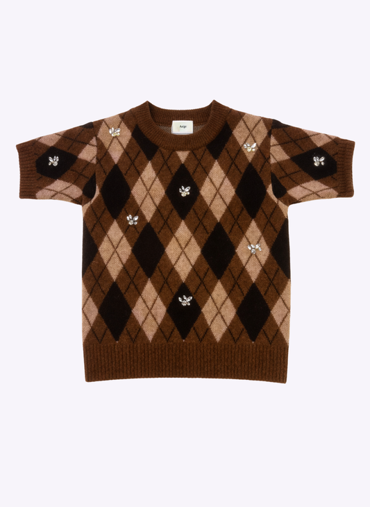 Pull motif argyle et strass coloris divers Ange