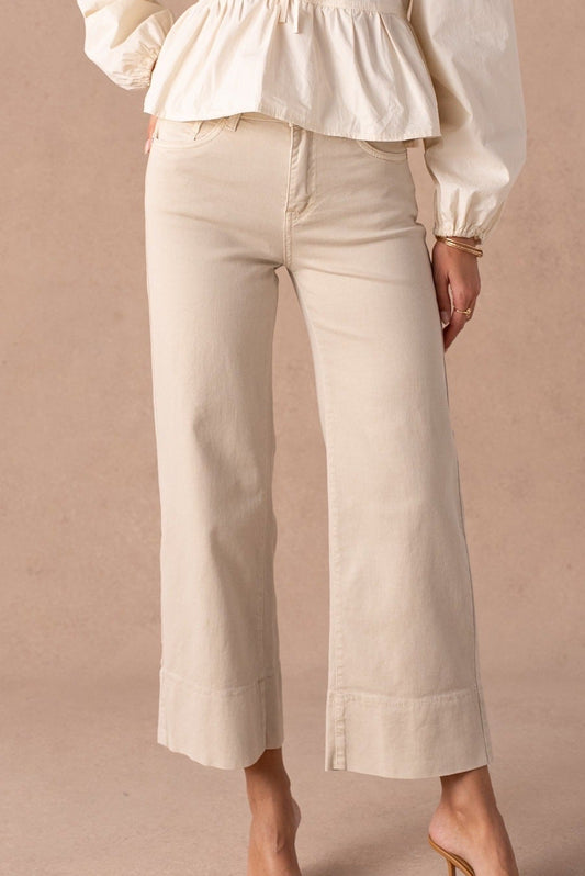 Jean camel large court toile épaisse
