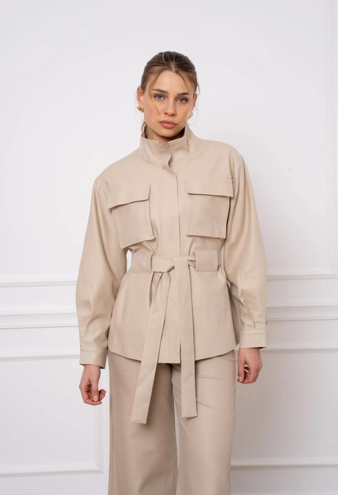 Veste saharienne beige kaki ou Navy  lyocell  assortie