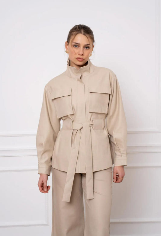 Veste saharienne beige kaki ou Navy  lyocell  assortie