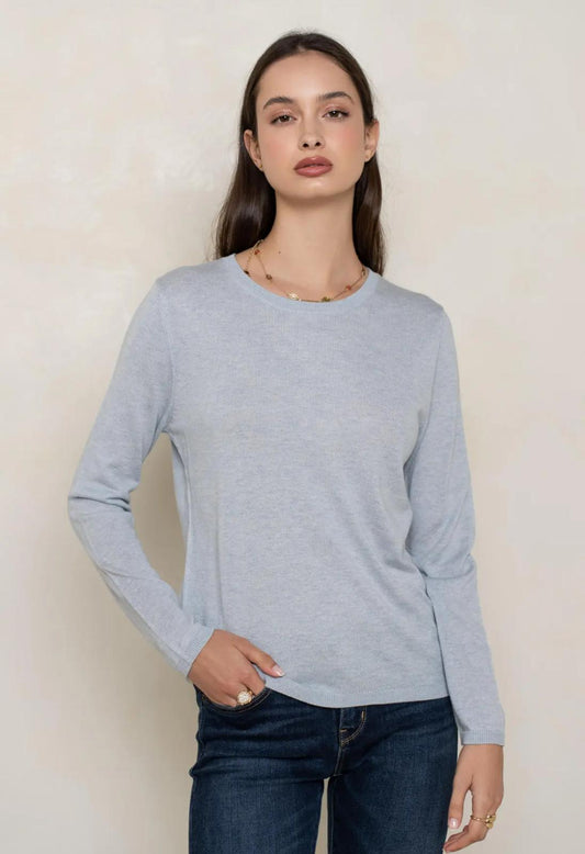 Pull fin soie et cachemire col rond coloris divers
