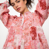 Blouse fleurie rose