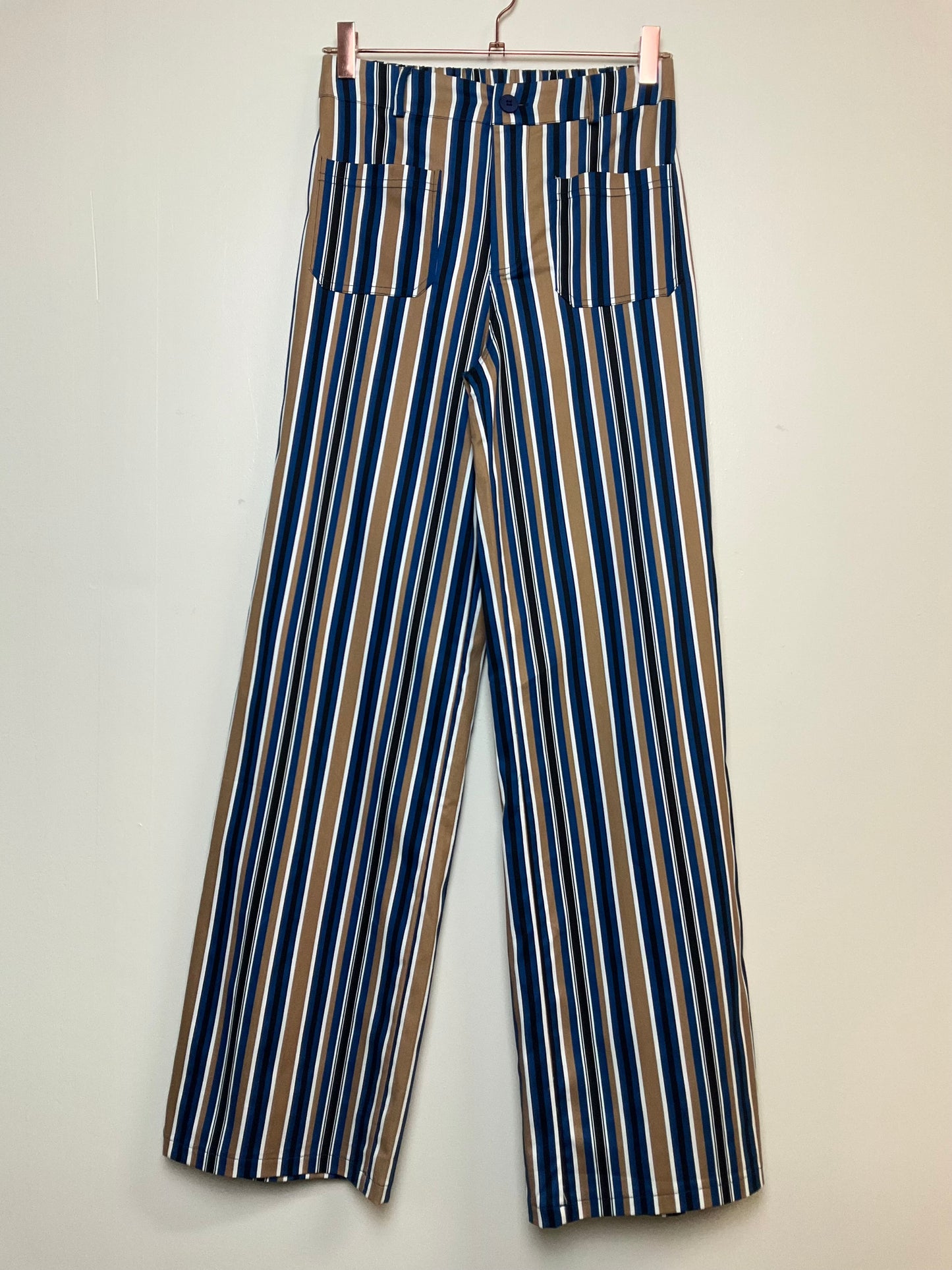 Pantalon coton fin imprime rayé