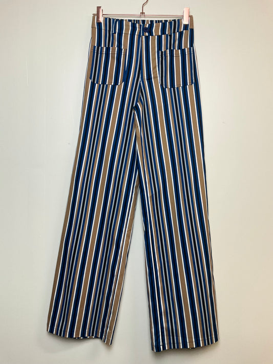 Pantalon coton fin imprime rayé