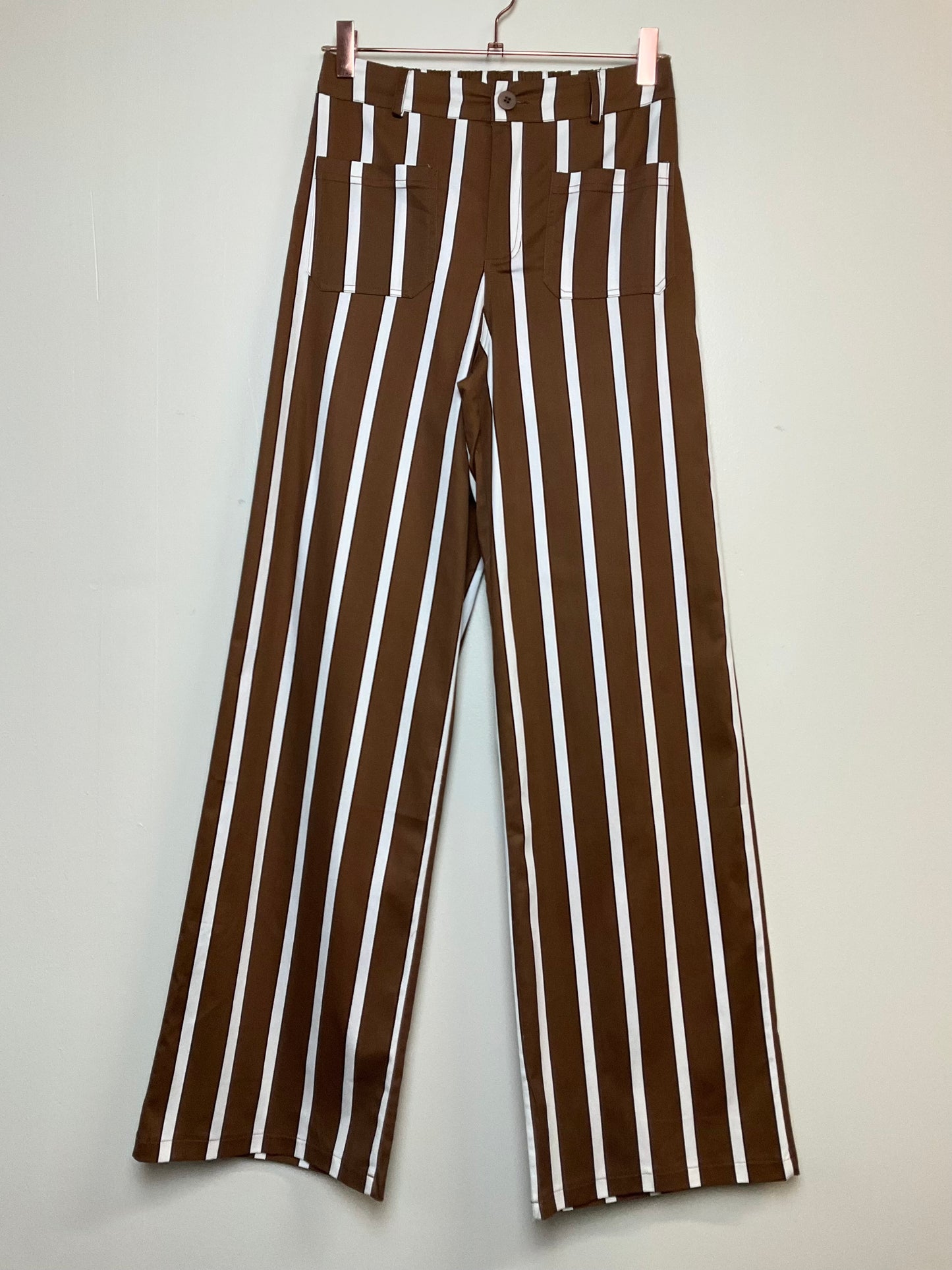 Pantalon coton fin imprime rayé