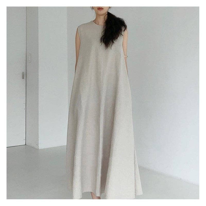 Robe mi longue sans manches lin