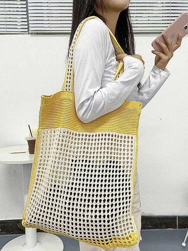 Accessoires de sacs ajourés bicolores pour la plage