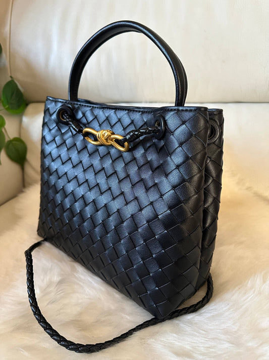 sac en cuir véritable tissé