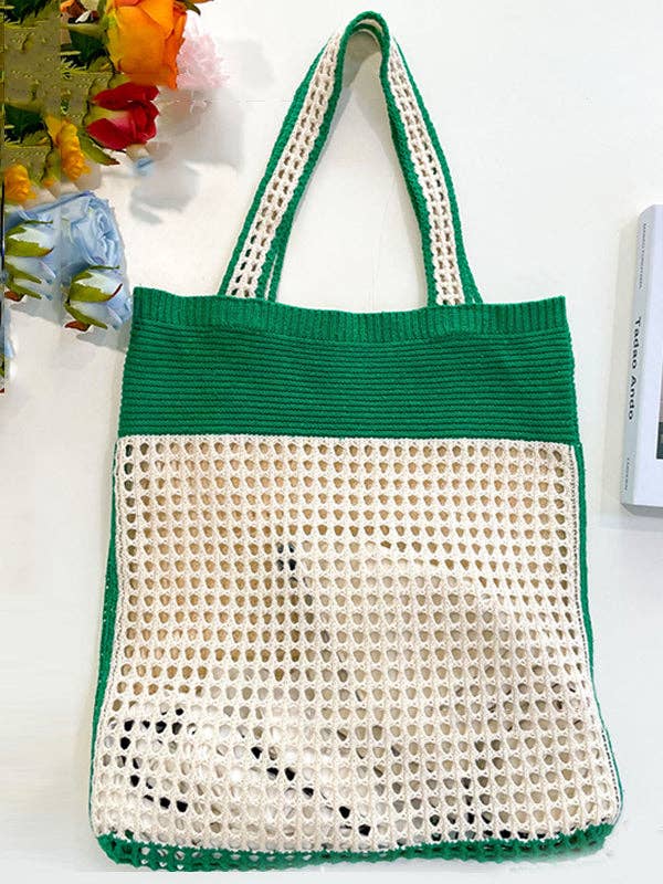 Accessoires de sacs ajourés bicolores pour la plage