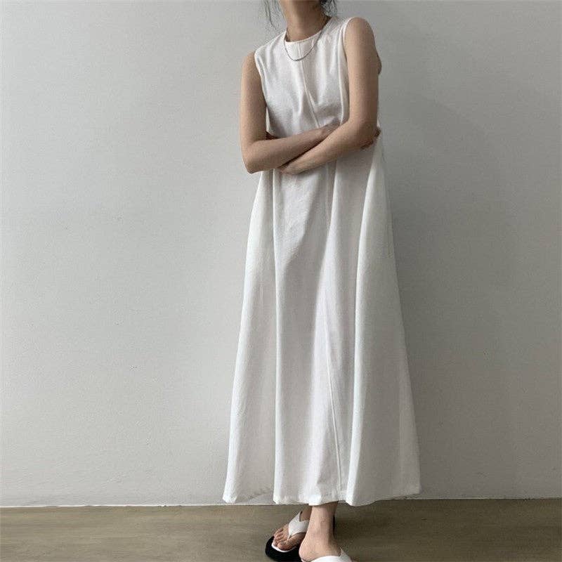Robe mi longue sans manches lin