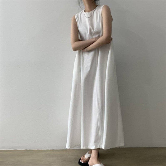 Robe mi longue sans manches lin