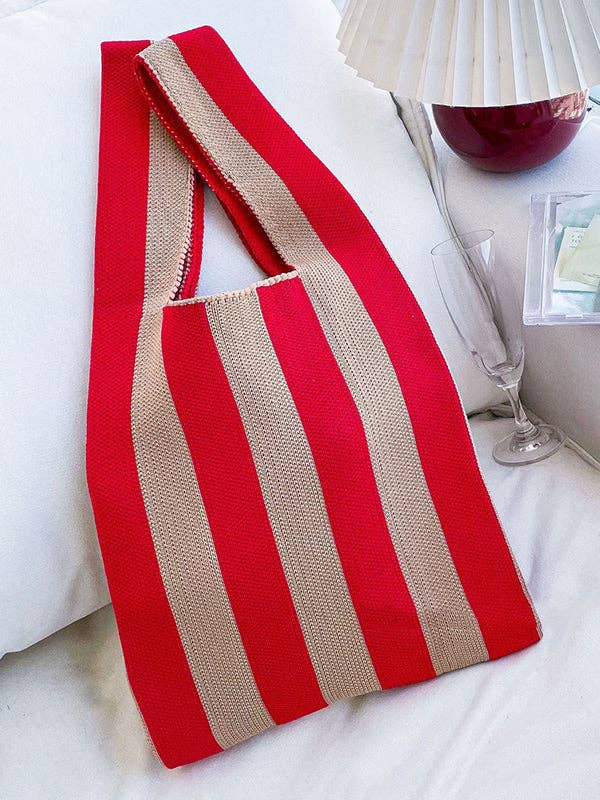 Sac tissé rayé à couleurs contrastées