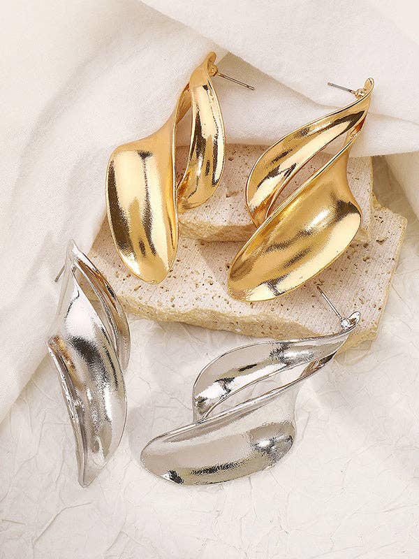 Boucles d'oreilles pendantes géométriques unies - Alliage