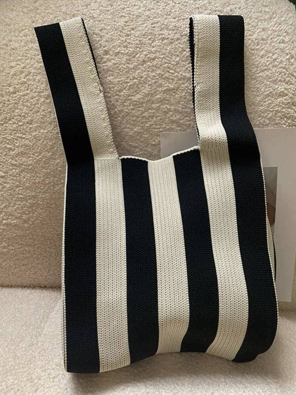 Sac tissé rayé à couleurs contrastées