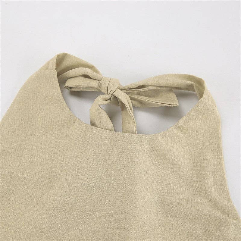 Robe maxi kaki ample à dos nu