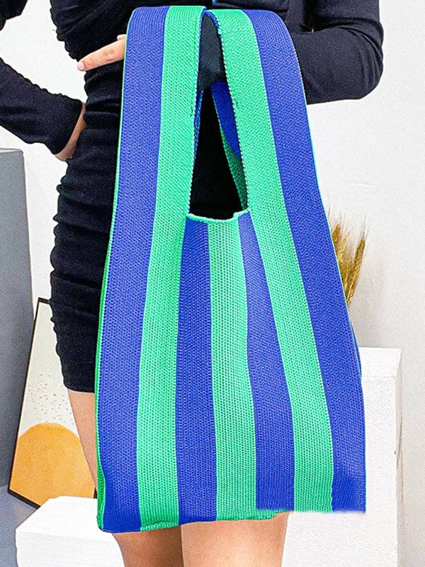 Sac tissé rayé à couleurs contrastées