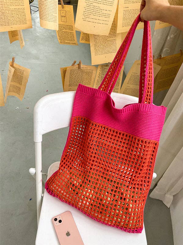 Accessoires de sacs ajourés bicolores pour la plage