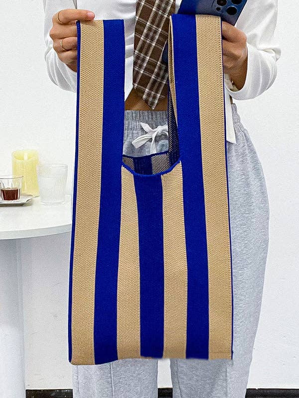 Sac tissé rayé à couleurs contrastées