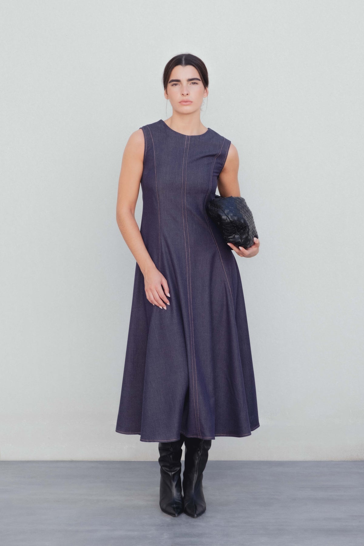 Robe ample effet jean surpiqûres (2)