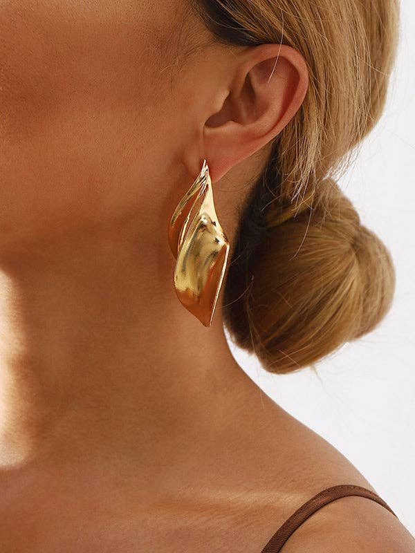 Boucles d'oreilles pendantes géométriques unies - Alliage