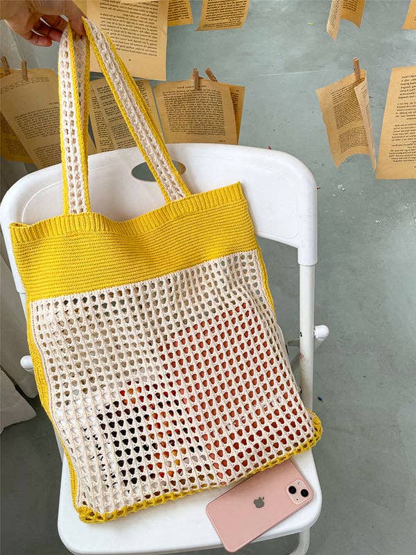 Accessoires de sacs ajourés bicolores pour la plage