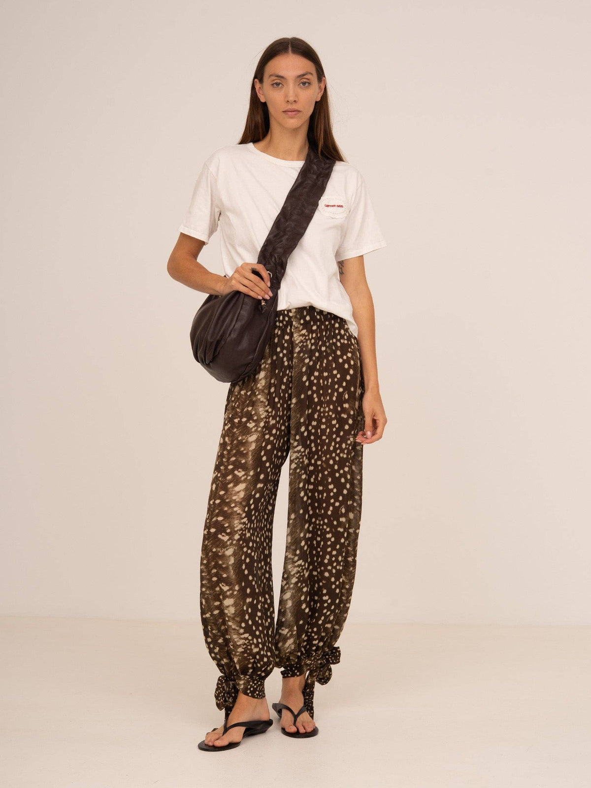 Pantalon ballon imprimé animal Bambi Noir