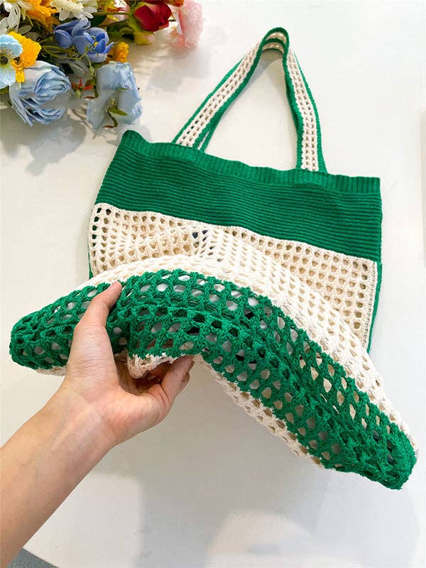 Accessoires de sacs ajourés bicolores pour la plage